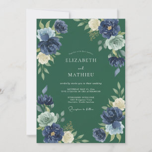 Hunter Indigo Foliage Eucalyptus Wedding Invitation