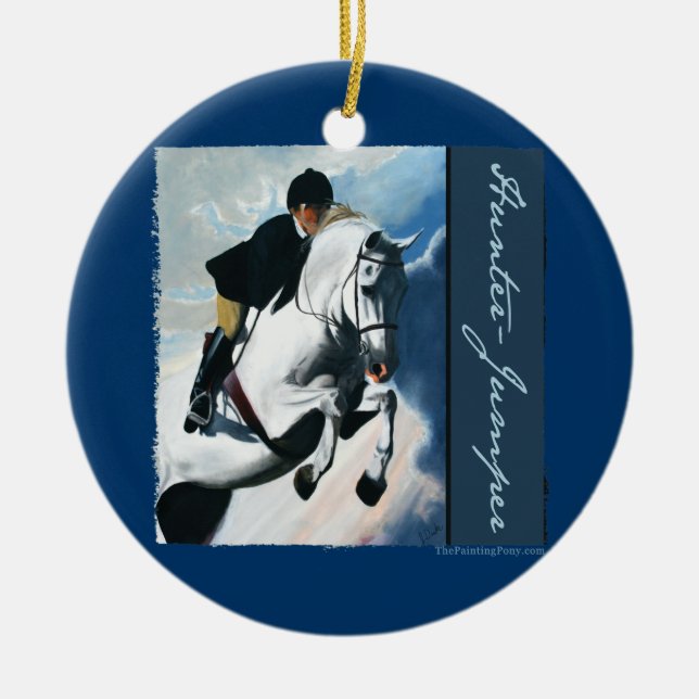 Hunter Jumper Acrylic Painting Ceramic Tree Decoration (Front)