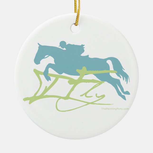 Hunter Jumper Horse Ceramic Tree Decoration (Front)