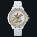 Hunter Jumper Horse Fox Hunting Horseback Rider Watch<br><div class="desc">Hunter Jumper Horse Fox Hunting Horseback Rider. Drawing. Features a rider dressed in full equestrian attire with red jacket and black hat and boots. Rider is on horseback, jumping a wood fence, possibly on a fox hunt or just a trail ride. Horseback riding, Equestrian image theme suitable for a fox...</div>