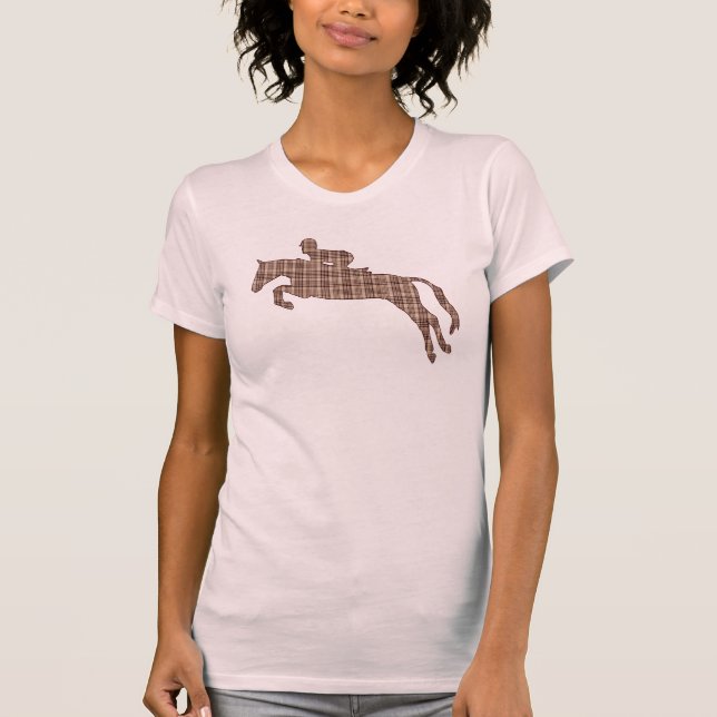 Hunter Jumper Plaid Jumping Horse T-Shirt (Front)