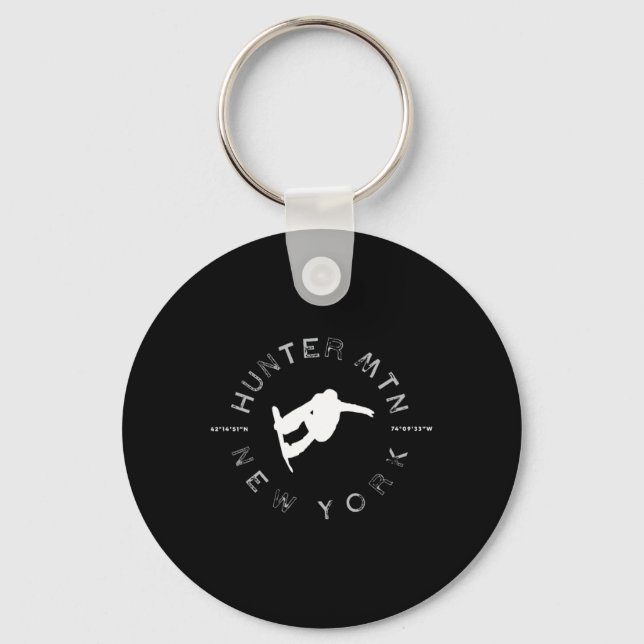 Hunter Mountain Ny Vintage Retro Snowboarding  Key Ring (Front)