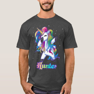 HUNTER Name Personalised Custom Rainbow Unicorn T-Shirt
