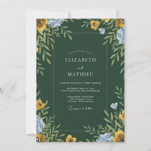 Hunter Periwinkle Wildflower Wedding Invitation