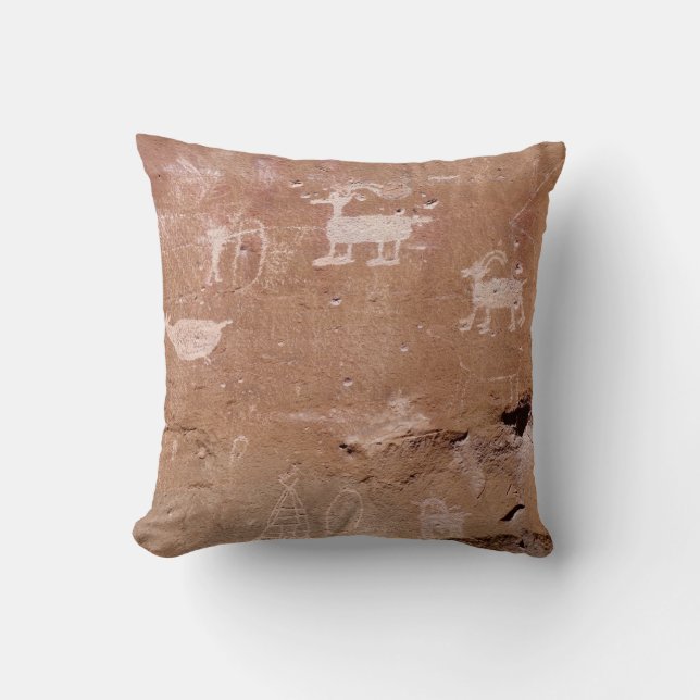 Hunter Petroglyph with Text Template Cushion (Front)