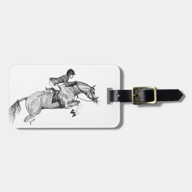 Hunter Pony Pointillism Luggage Tag (Front Horizontal)