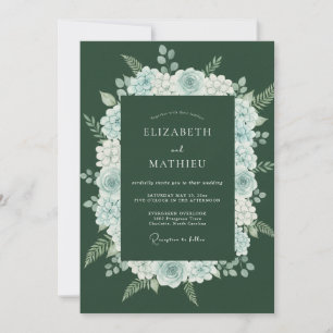 Hunter Powder Wreath Wedding Invitation