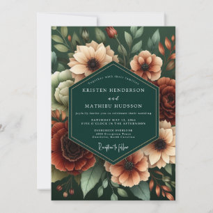 Hunter Rust Moody Bloom Wedding Invitation
