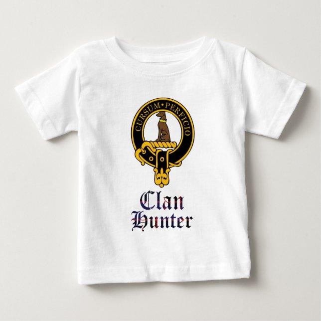 Hunter scottish crest and tartan clan name baby T-Shirt (Front)