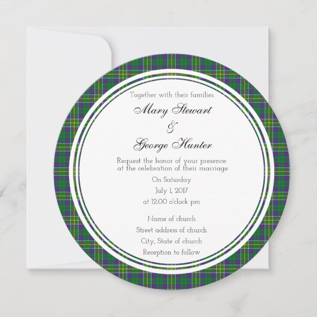 Hunter Scottish Wedding Round Invitation (Front)