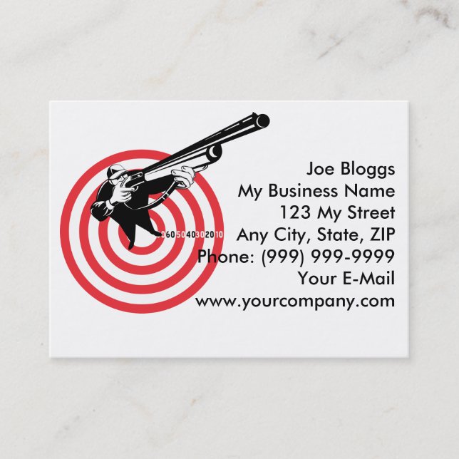 Hunter shooter aiming shotgun rifle business card (Front)