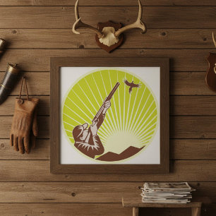 Hunter Shooting A Goose Poster