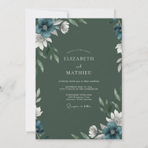 Hunter Slate Anemone Wedding Invitation