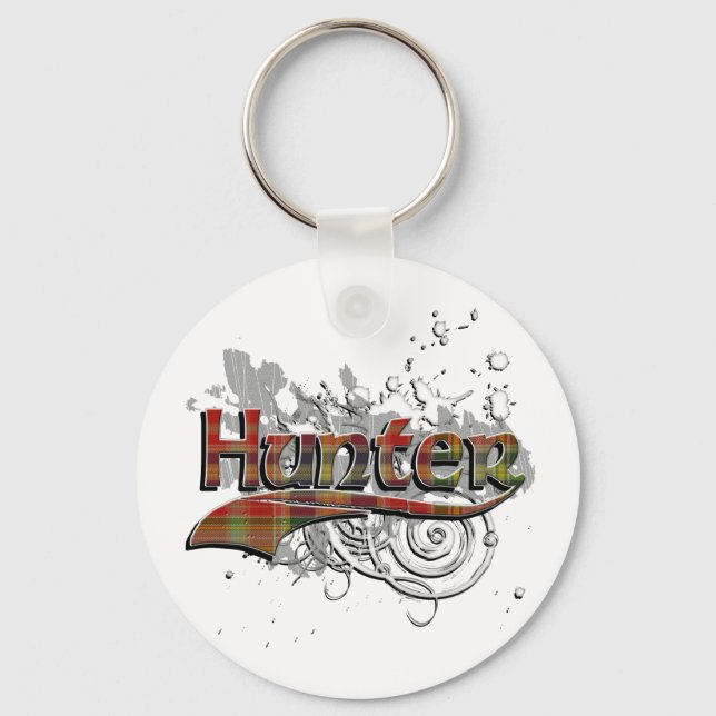 Hunter Tartan Grunge Key Ring (Front)