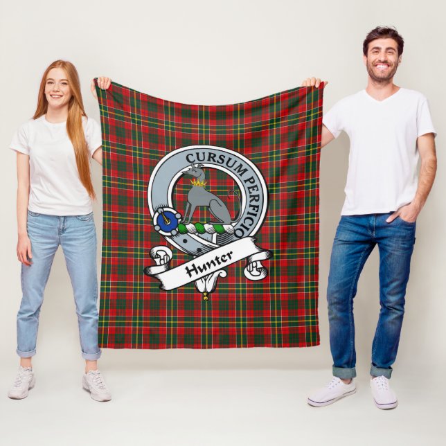Hunter (USA) Clan Badge Tartan Plaid Fleece Blanket (In Situ)