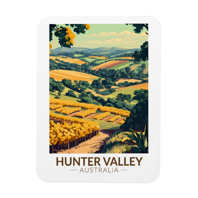 Hunter Valley Australia Illustration Travel Art Magnet (Vertical)