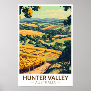 Hunter Valley Australia Illustration Travel Art Poster