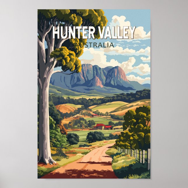 Hunter Valley Australia Travel Art Vintage Poster (Front)