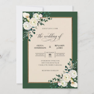 Hunter White Foliage Eucalyptus Wedding Invitation