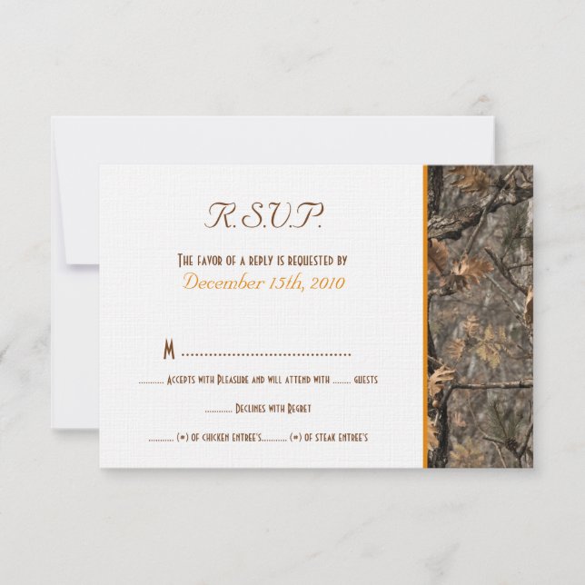 Hunter's Camo Chic Wedding RSVP Card (Front)