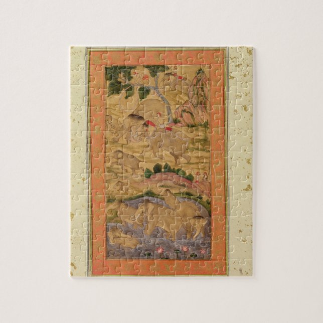 Hunters Capturing Elephants, from the Large Clive Jigsaw Puzzle (Vertical)