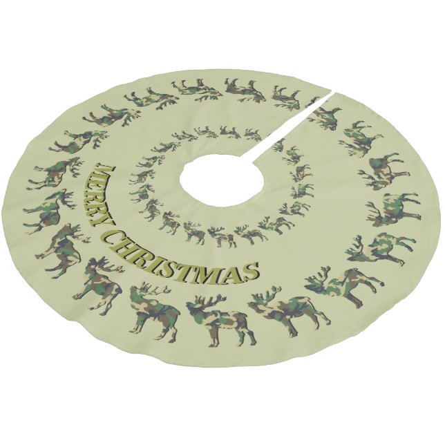 Hunters Elk and Camo YOUR NAME Tree Skirt (Angled)
