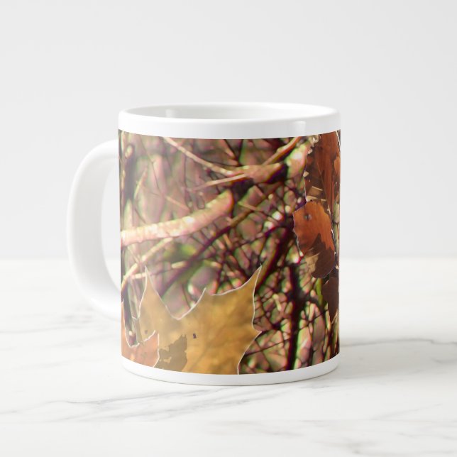 Hunter's Fall Nature Camo Camouflage Painting Large Coffee Mug (Front Left)