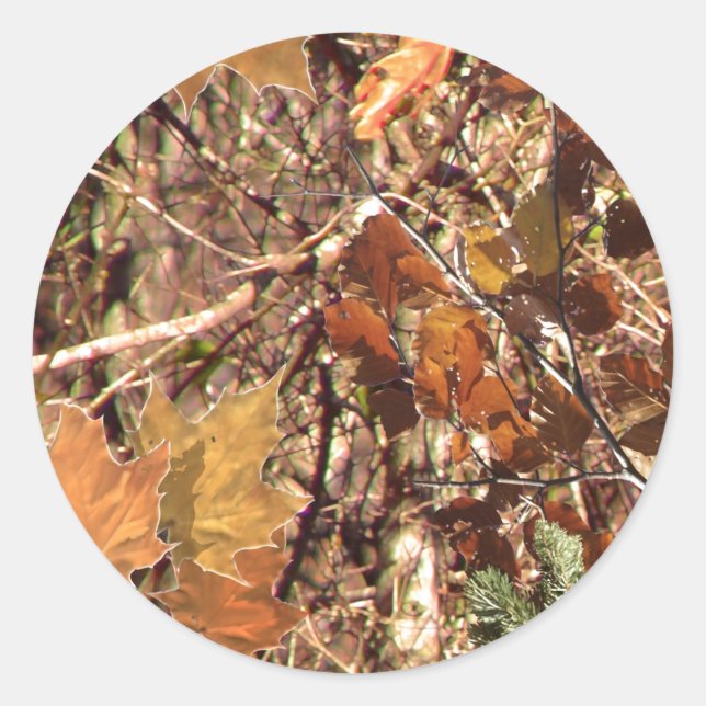 Hunter's Fall Nature Camouflage Painting Decor Classic Round Sticker (Front)