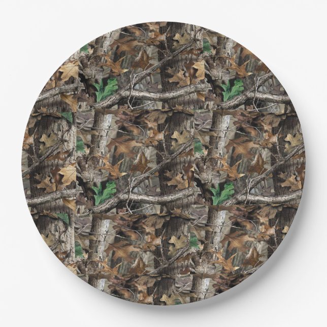 HUNTERS FOREST TREE CAMO #1 PAPER PLATES (Front)