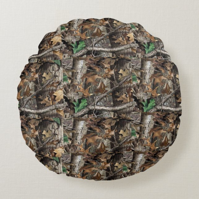 HUNTERS FOREST TREE CAMO #1 ROUND PILLOWS (Front)