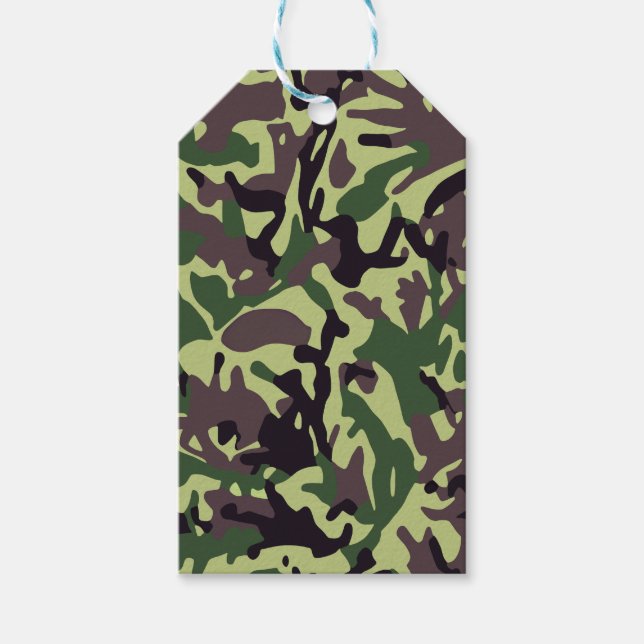 Hunters Green Camo Pattern Gift Tags (Front)