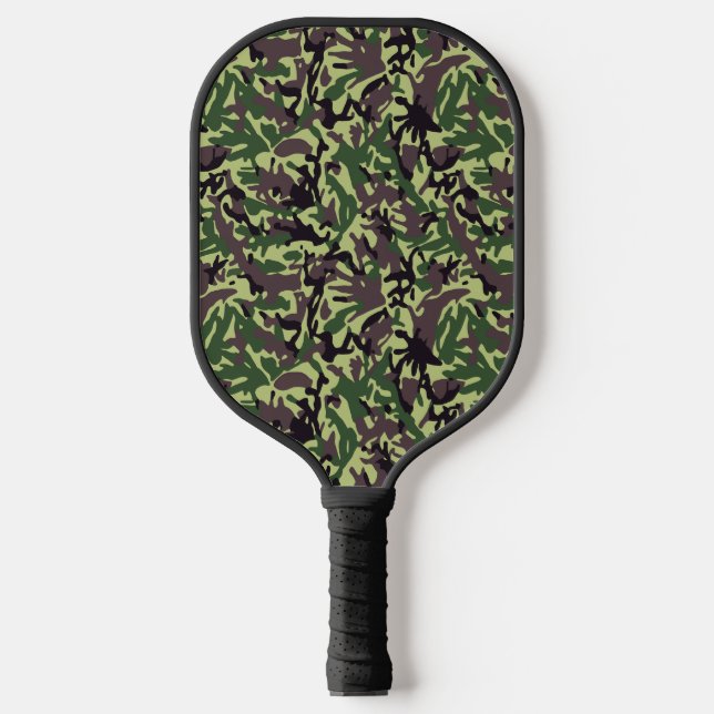 Hunters Green Camo Pattern Pickleball Paddle (Front)