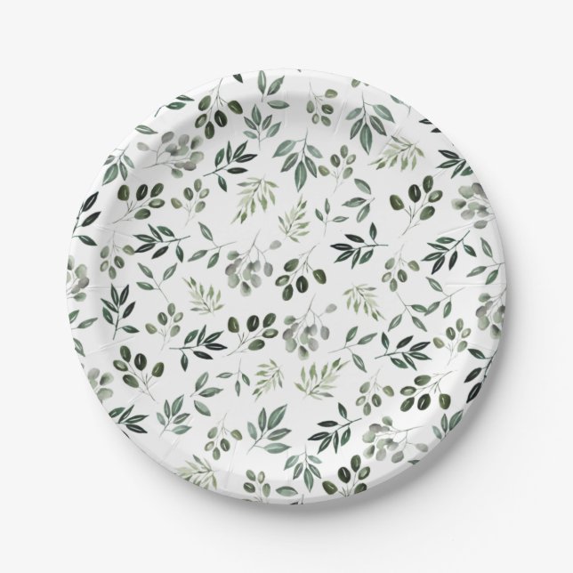 Hunters green leafy rustic square paper coaster paper plate (Front)