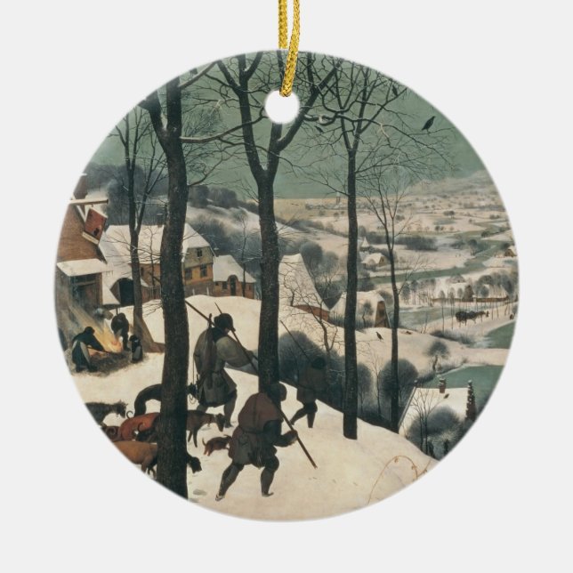 Hunters in the Snow - January, 1565 Ceramic Tree Decoration (Front)