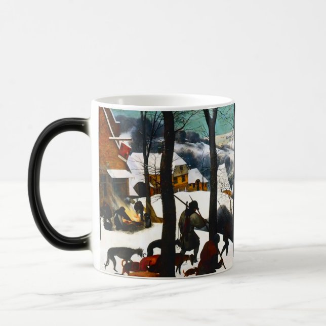 Hunters in the Snow Landscape Pieter Bruegel Magic Mug (Left)