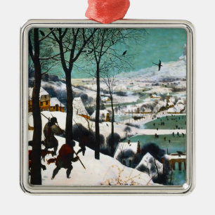Hunters in the Snow Landscape Pieter Bruegel Metal Tree Decoration