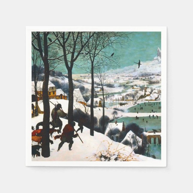 Hunters in the Snow Landscape Pieter Bruegel Napkin (Front)