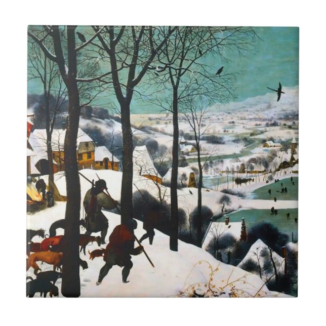 Hunters in the Snow Landscape Pieter Bruegel Tile (Front)