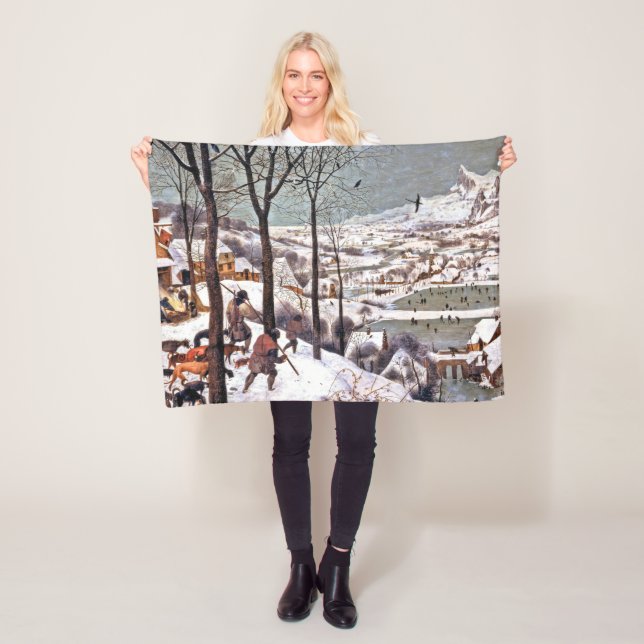 Hunters in the Snow, Pieter Bruegel the Elder Fleece Blanket (In Situ)