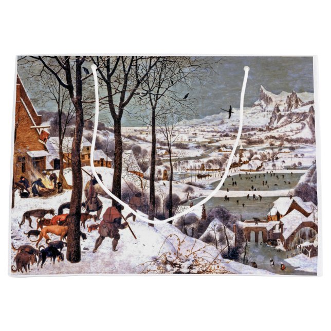 Hunters in the Snow, Pieter Bruegel the Elder Large Gift Bag (Front)