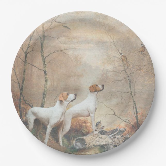 Hunters , partners for life  pointer paper plates (Front)