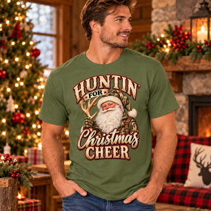Huntin' for Christmas Cheer Camo Santa Hunting T-Shirt