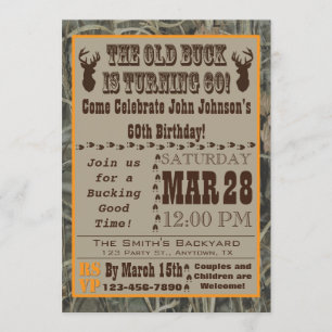 Hunting 60th Birthday Invitation with Camo
