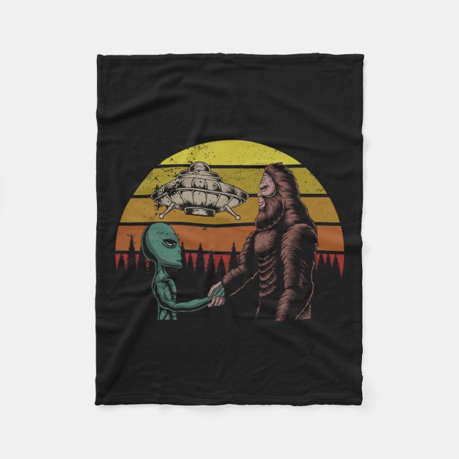 Hunting Alien And Bigfoot Sasquatch  Fleece Blanket (Front)
