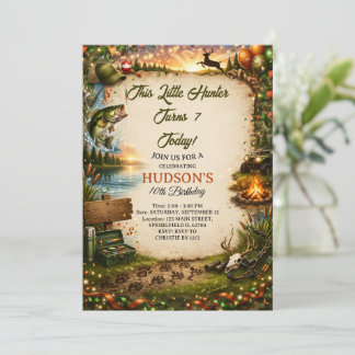 Hunting and Fishing Camo Boy birthday Invitation
