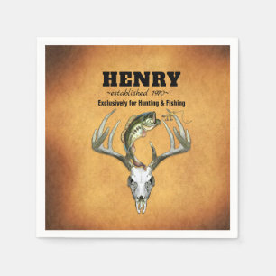 Hunting and Fishing Themed Birthday Napkin