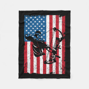 Hunting Archer American Flag Bowhunting Bowhunter Fleece Blanket
