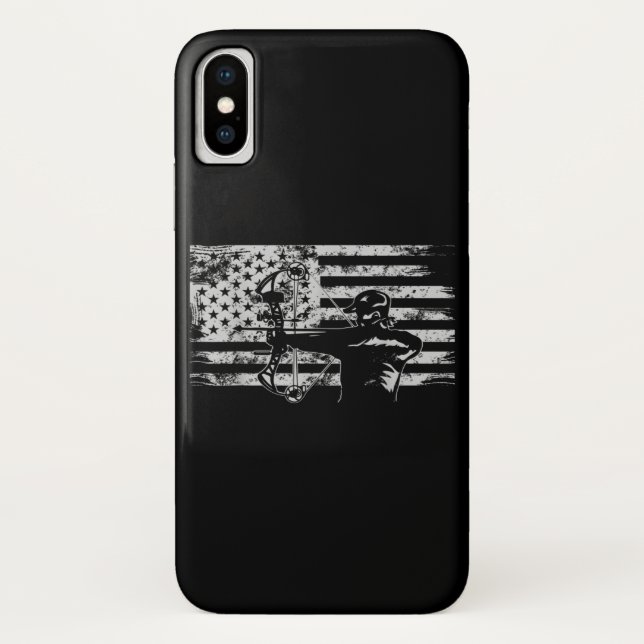 Hunting Archer American Flag  Bowhunting Hunt Case-Mate iPhone Case (Back)