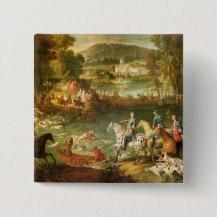 Hunting at the Saint-Jean Pond in the Forest 15 Cm Square Badge