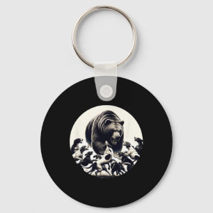 Hunting Bear Retro Dog Bear Hound Hunting  Key Ring